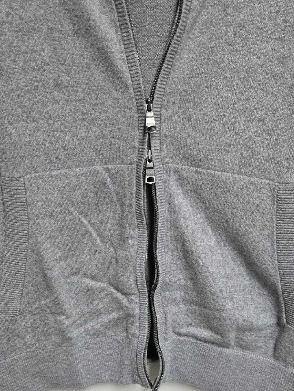 Banana Republic Men's Light Gray Pima Cotton & Cashmere Hooded Zip Jacket   L